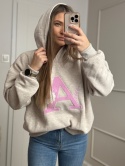 Bluza z kapturem beż melanż z literką A BAWEŁNA 100 %