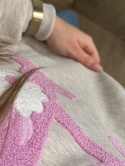 Bluza z kapturem beż melanż z literką A BAWEŁNA 100 %