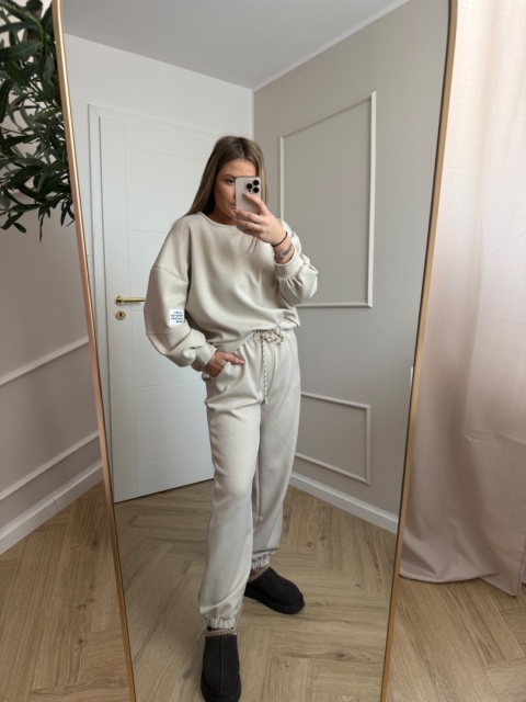 Komplet dresowy beżowy masełko beige dres