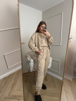 Komplet dresowy beżowy masełko beige dres