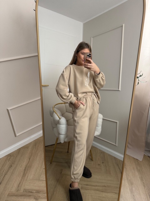 Komplet dresowy beżowy masełko beige dres