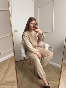 Komplet dresowy beżowy masełko beige dres