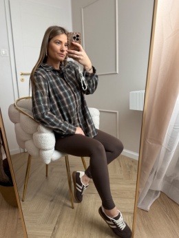 Koszula flanelowa w kratę brazowo niebieska