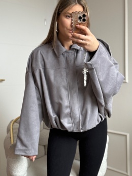 Kurtka eko zamszowa szara oversize