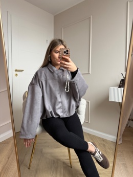 Kurtka eko zamszowa szara oversize