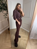 Spodnie legginsy prążek brązowe